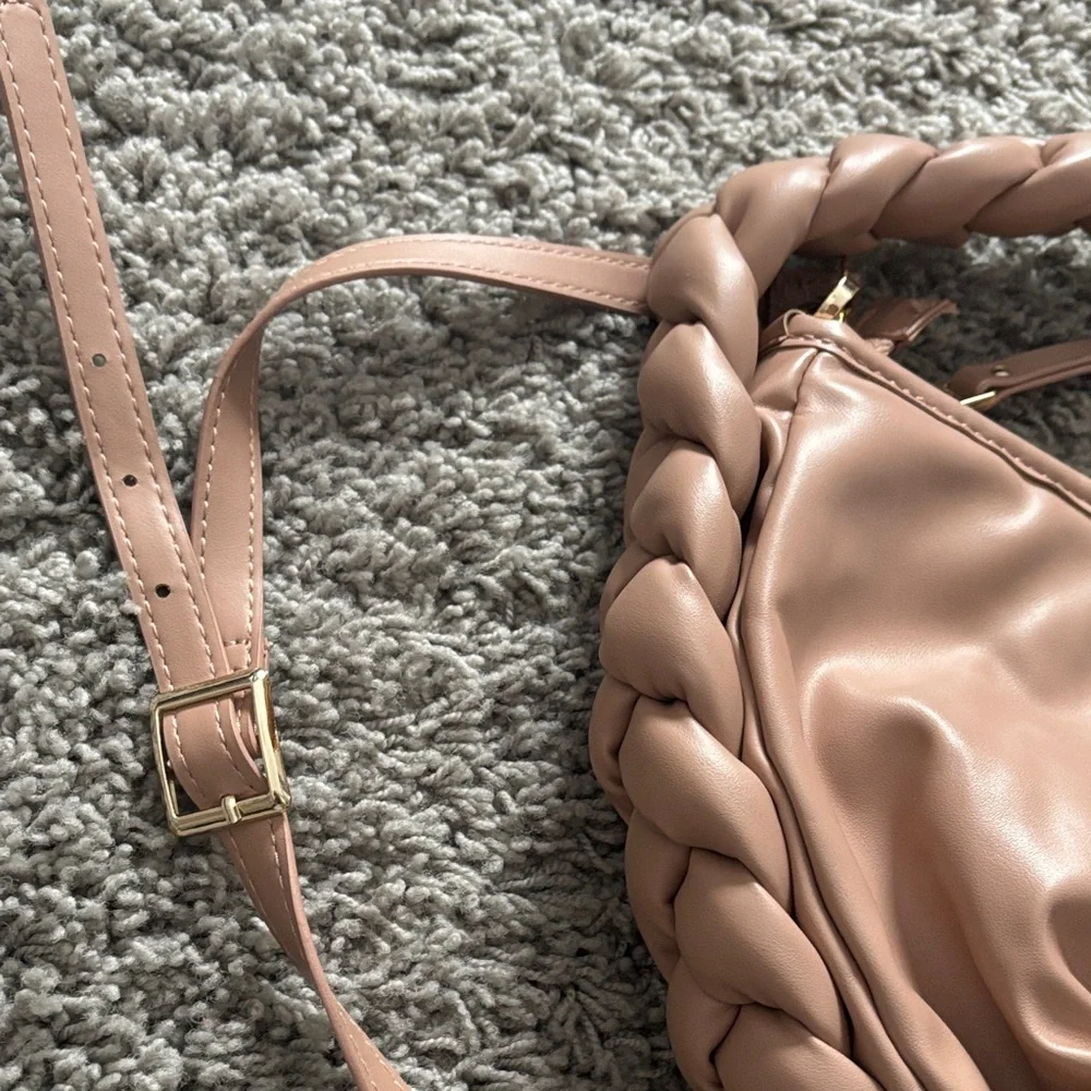 Madden NYC Luxurious Braided Handle Hobo Bag in Nude - Picture 10 of 10